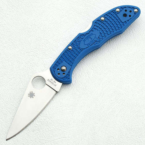 SPYDERCO C11FPBL DELICA FLAT GROUND BLUE FOLDING KNIFE